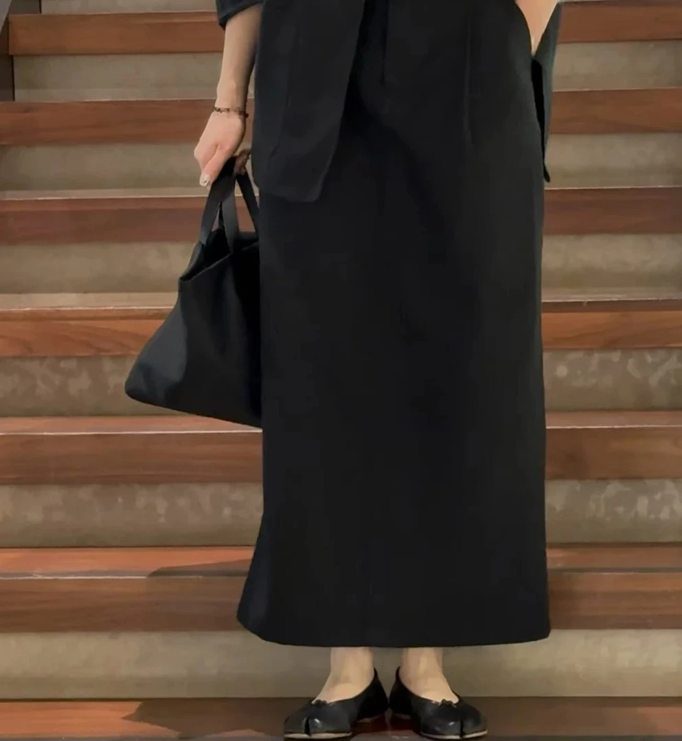 ｛귤 언니｝af定制款超薄黑法半身裙高级显瘦