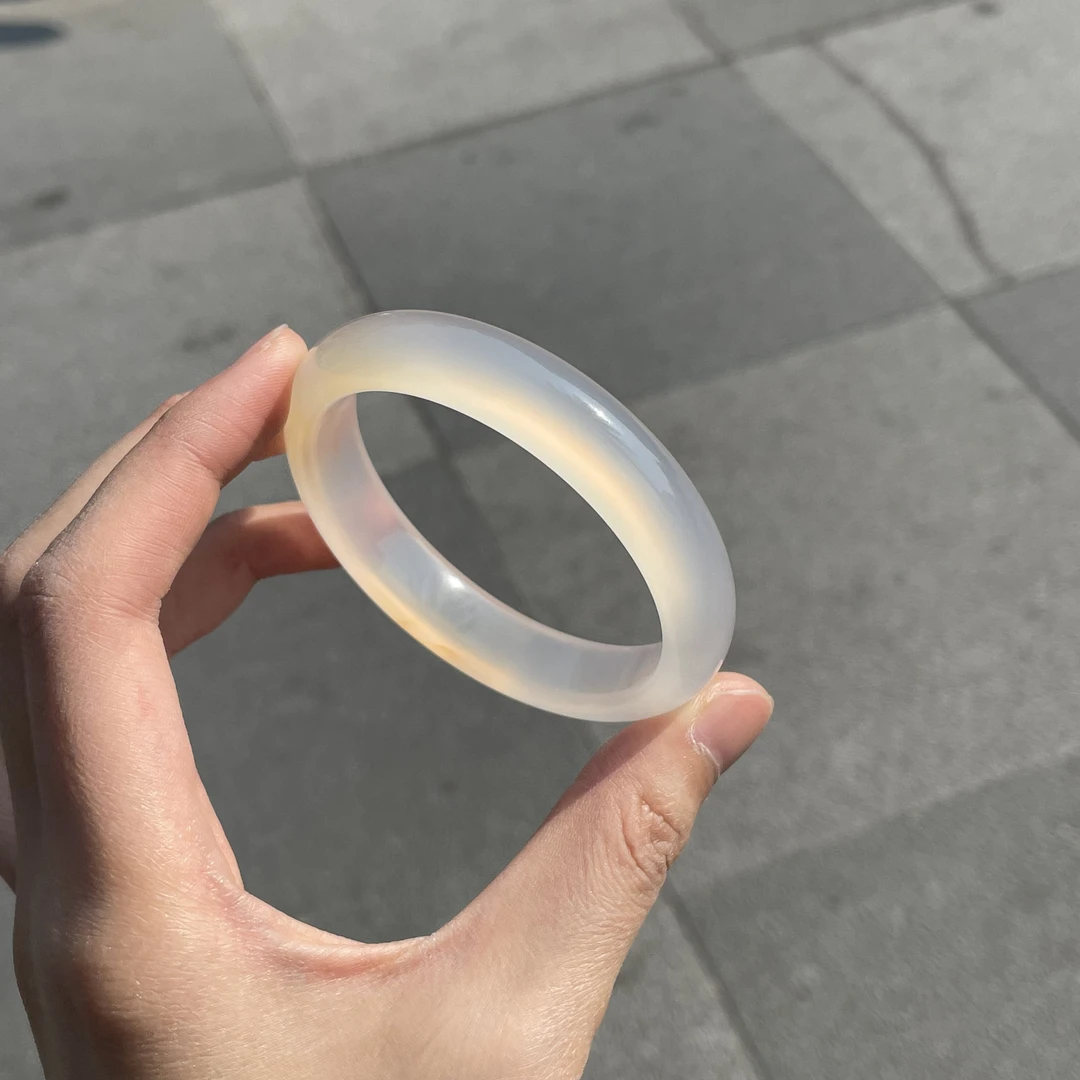 圈口56+小宽白月光底色飘糖飘色纹飘龙鳞纹-玛瑙