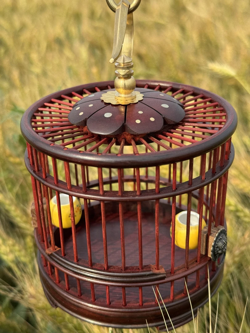 手工精编红木红酸枝笼子蝈蝈笼