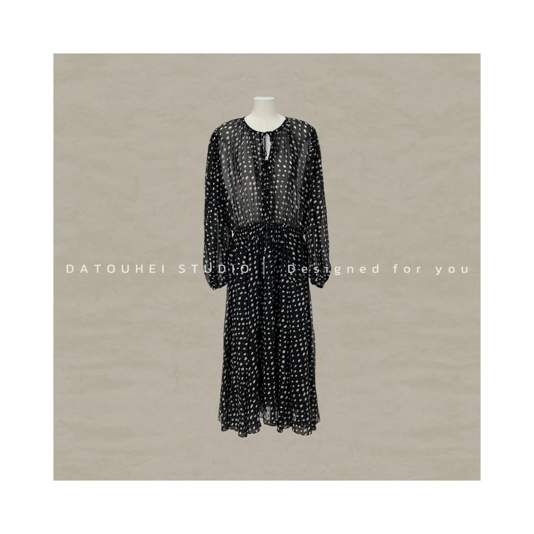 【DATOUHEI 秋季新品】“赫本舞曲"2025秋波点连衣裙D225Q15384