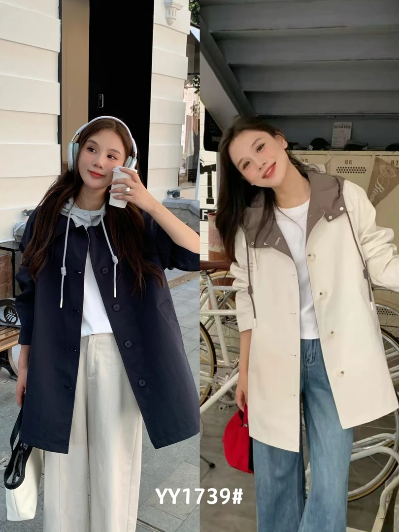 YY1739常规款百搭长袖风衣上衣韩版休闲女装女士外套
