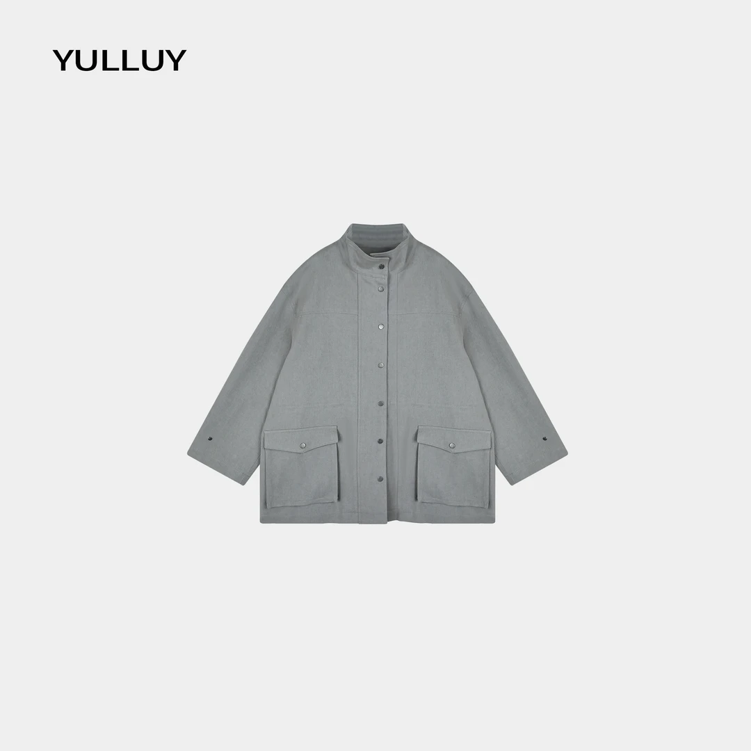 YULLUY【立领亚麻外套】春夏款宽松立领亚麻外套 25SSD1605