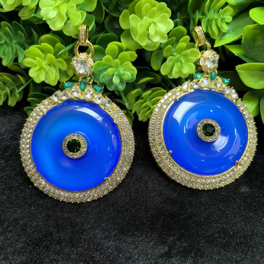 ST7933蓝浆南紅星光蓝玛瑙蓝平安扣-配链/绳-多样性发货只发一件