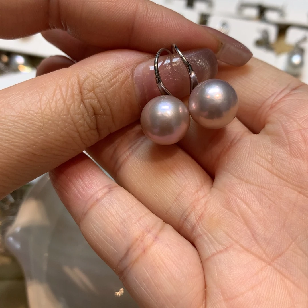 淡水珍珠耳饰银S925镶嵌