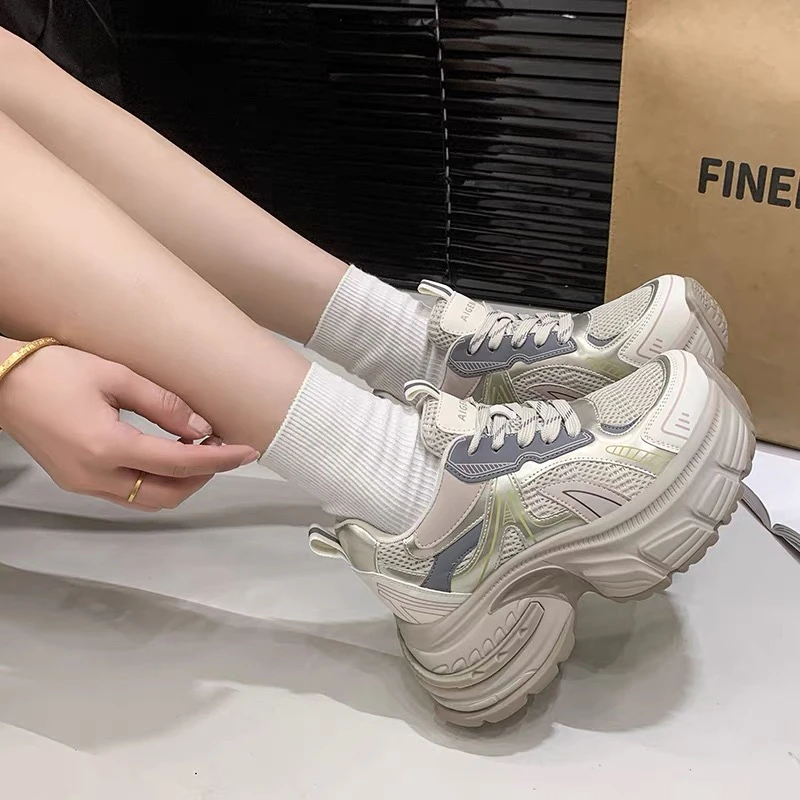 加大加肥新款X01厚底老爹鞋新款百搭透气增高松糕休闲运动鞋