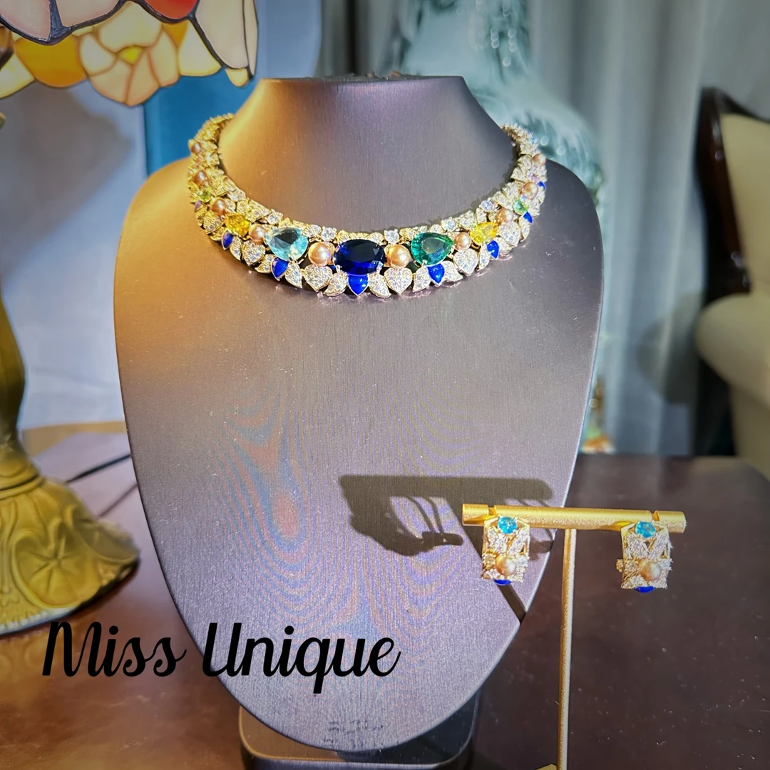 E8763蓝色维多利亚项链套装