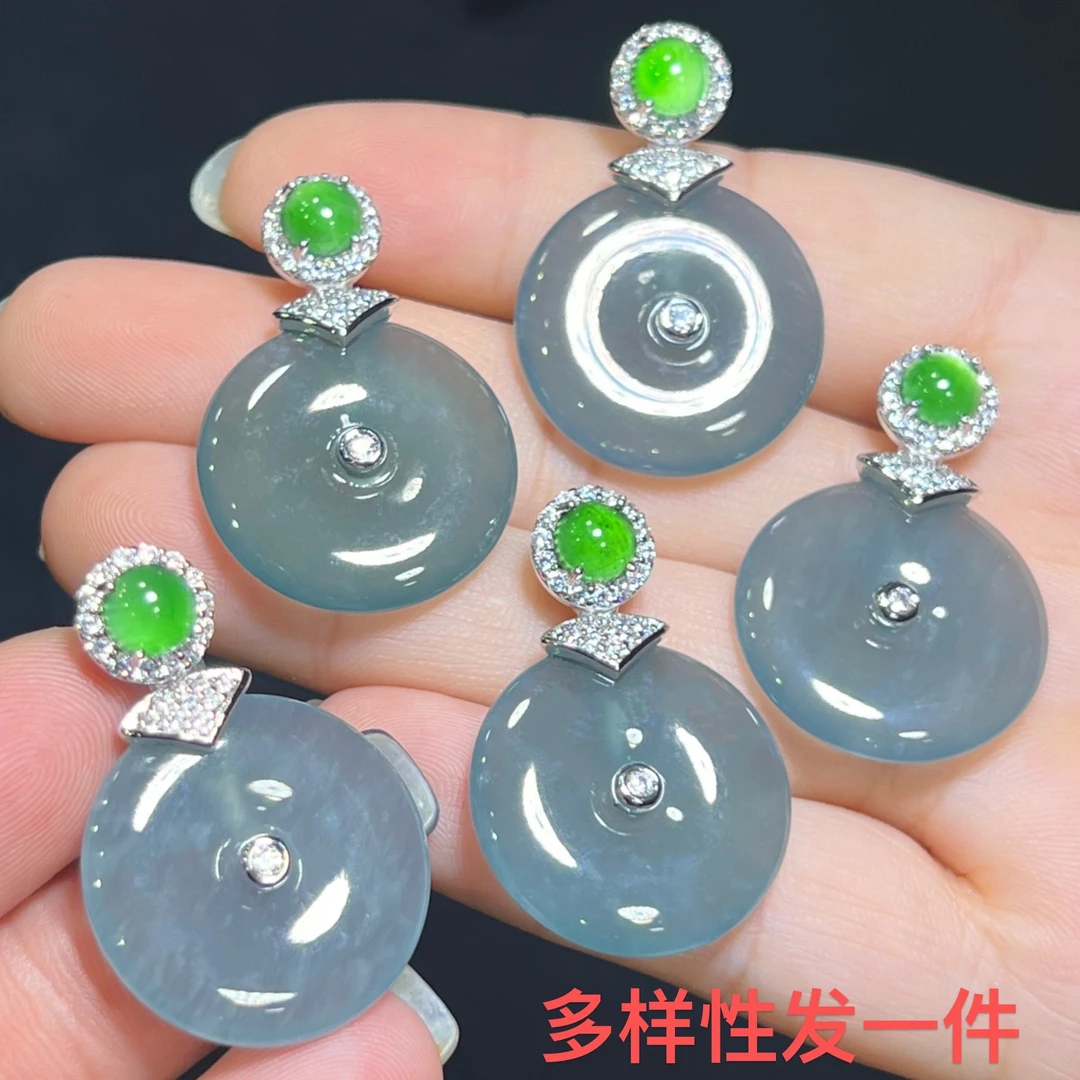 【上旭珠宝马哥推荐】天然翡翠A货蓝水平安扣 多样性发一件