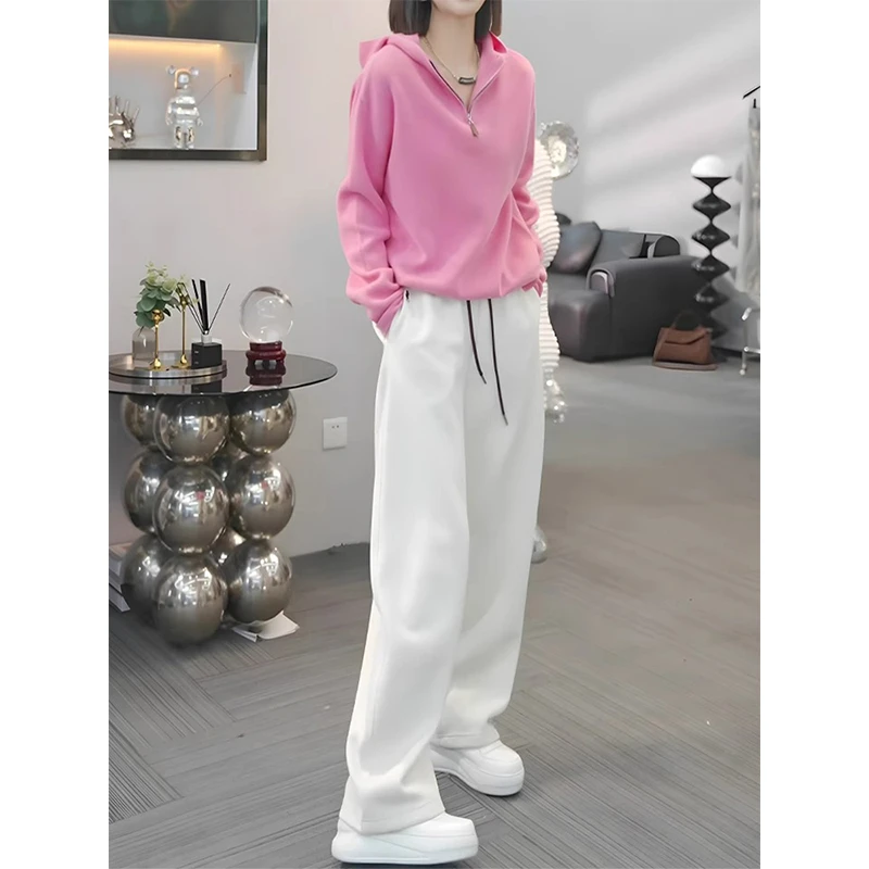 粉色休闲运动套装女2025新款洋气减龄卫衣阔腿裤春季穿搭一整套潮