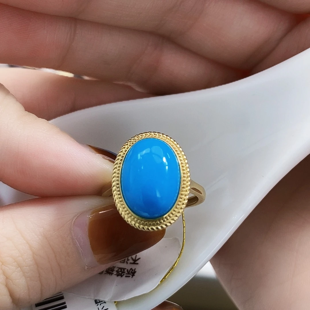 18K金镶嵌绿松石戒指特价清库存戒指