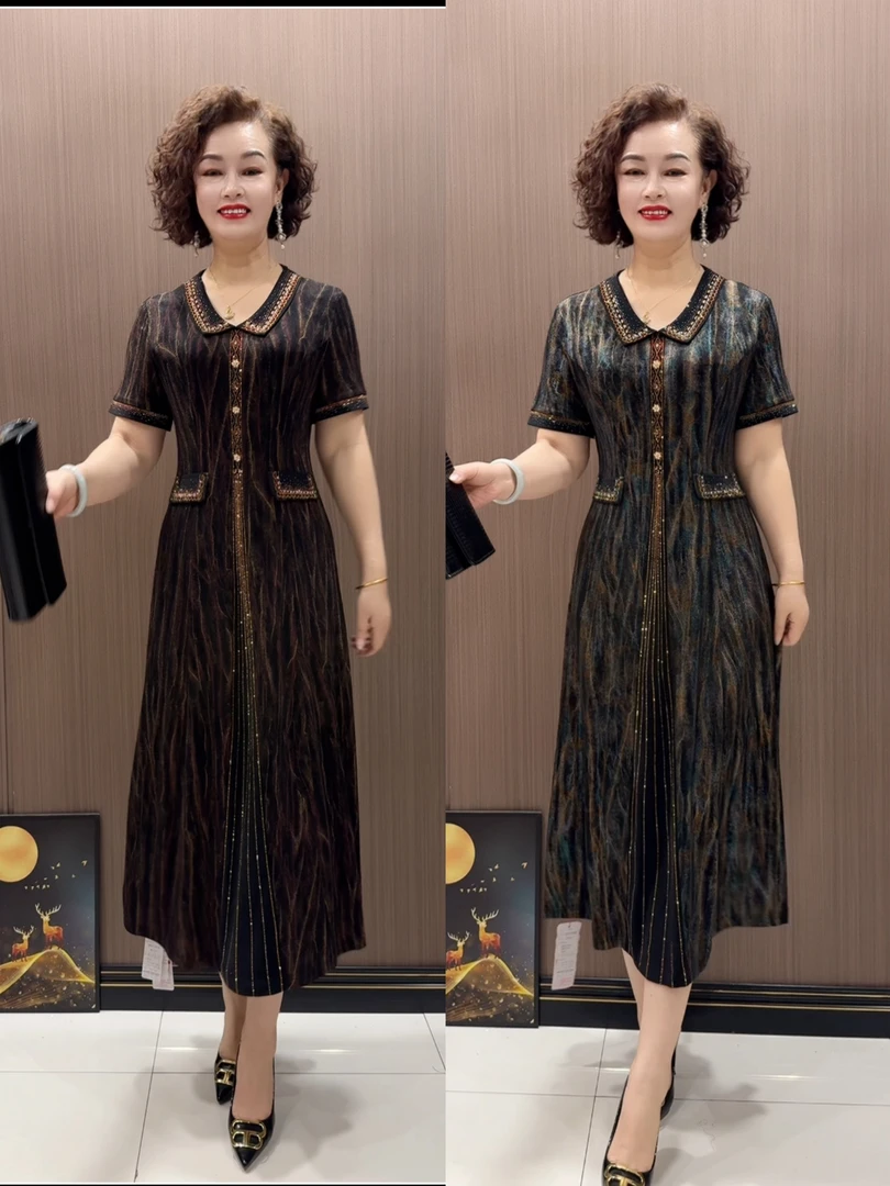 25810款靓时尚遮肚显瘦气质夏季收腰宽松休闲连衣裙