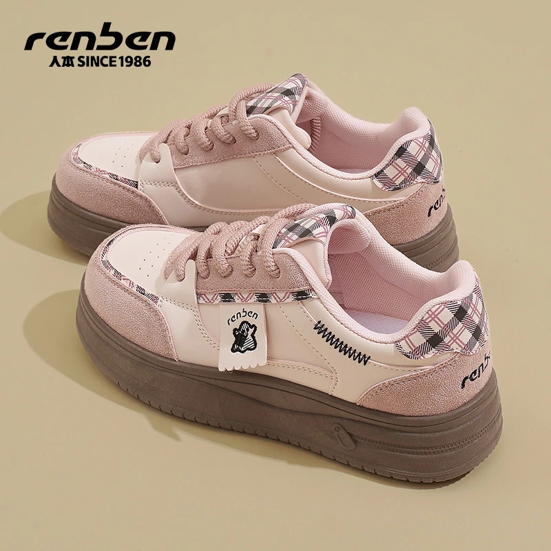 人本官方旗舰店女款2025秋季ins风透气小白鞋时尚潮百搭运动鞋韩