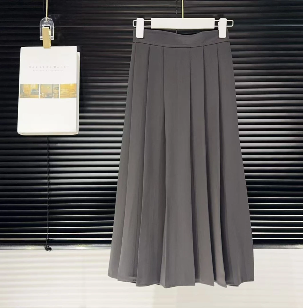 M腰68-88长81斜纹垂感微阔A字纯色百搭半身裙 9456