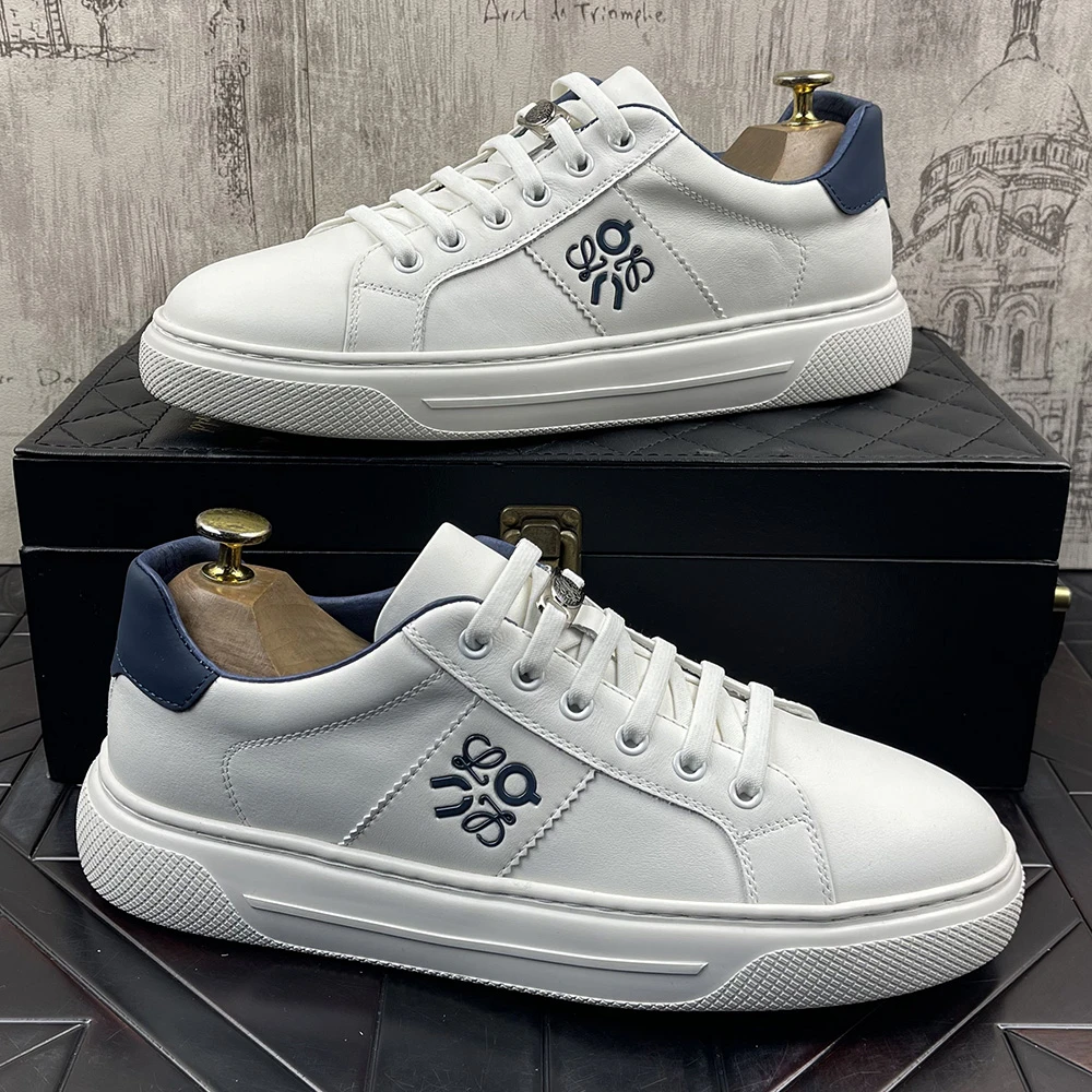 头层牛皮小白鞋男潮鞋轻便舒适真皮透气板鞋时尚百搭一脚蹬休闲鞋