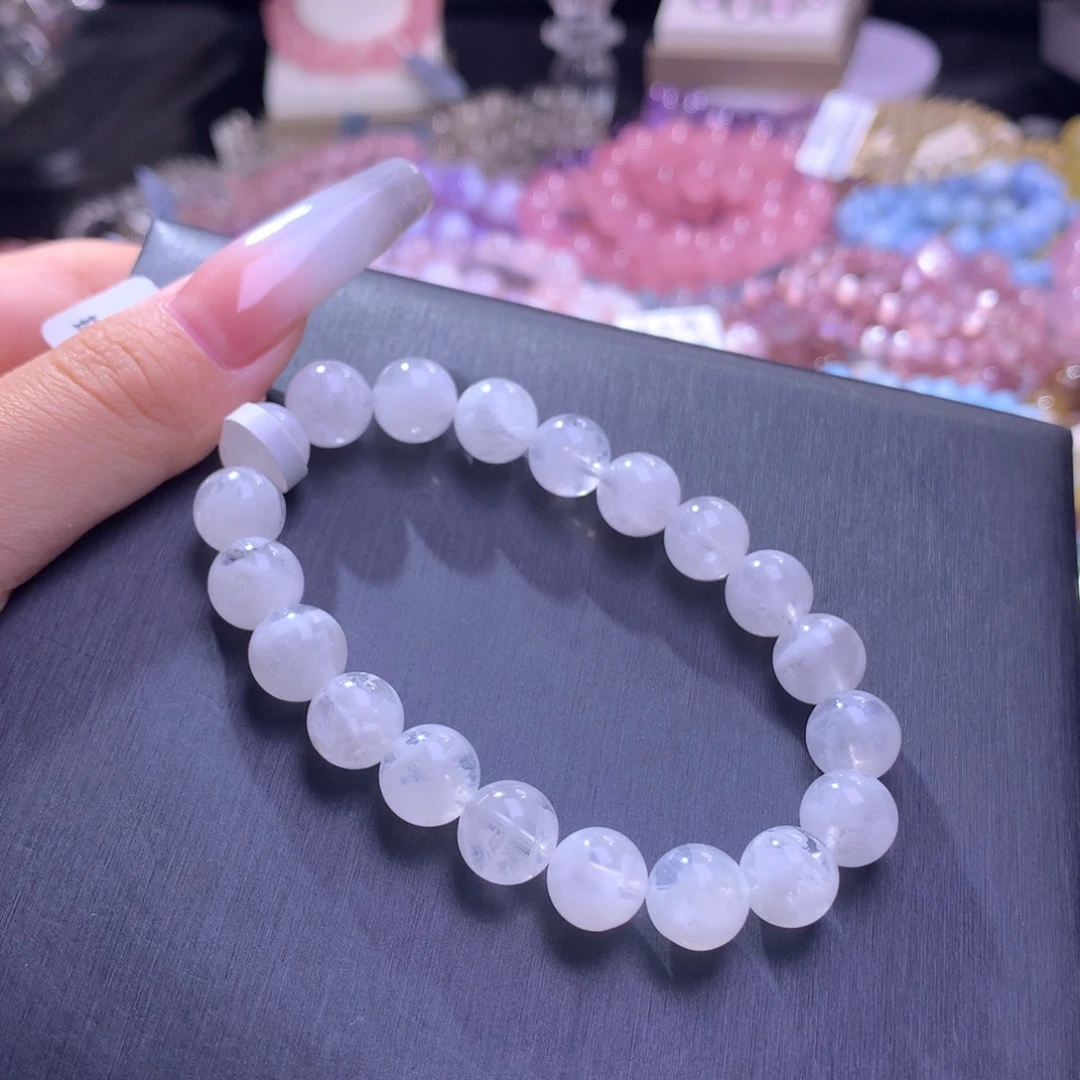 水晶银S925镶嵌手串雪花幽灵9m