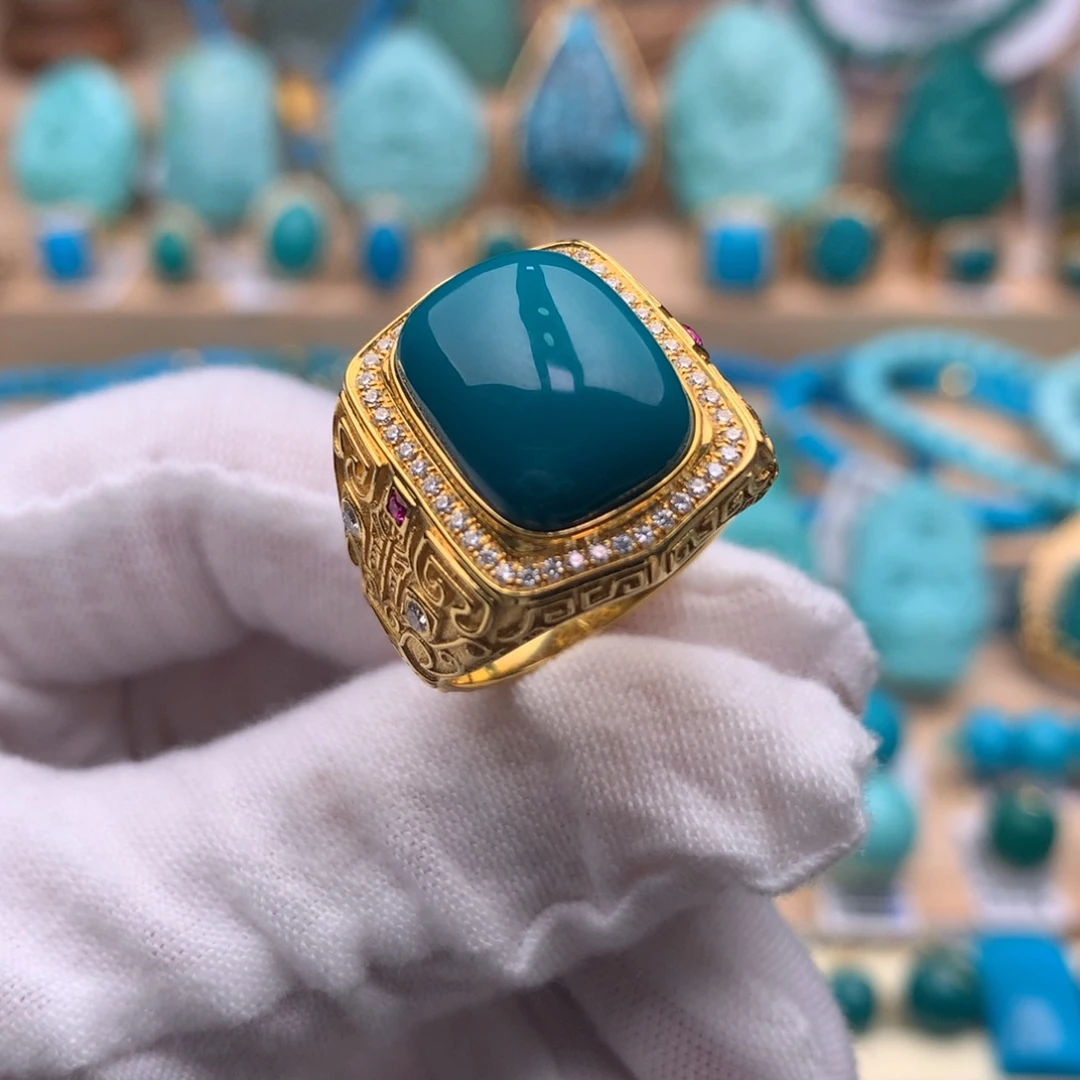 绿松石18K金镶嵌配饰