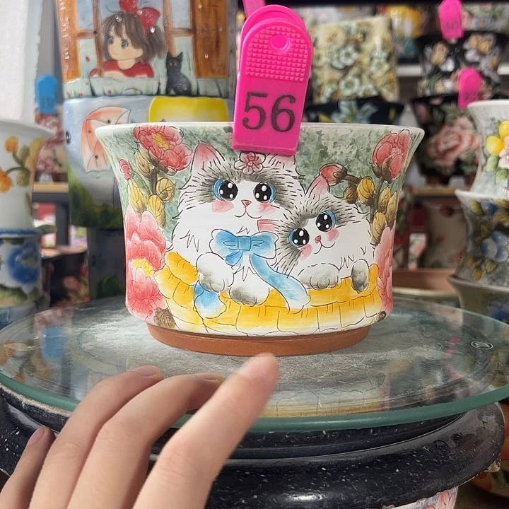 满38包邮 景德镇手绘花盆