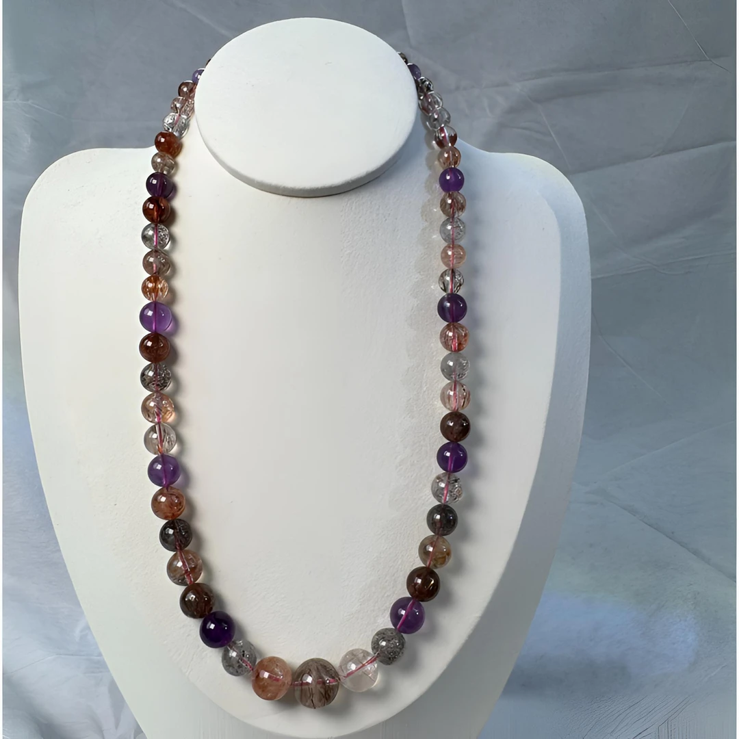 天然黑加仑超七水晶项链 典雅设计适合女性佩戴