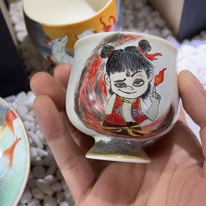 手绘哪吒主人杯子