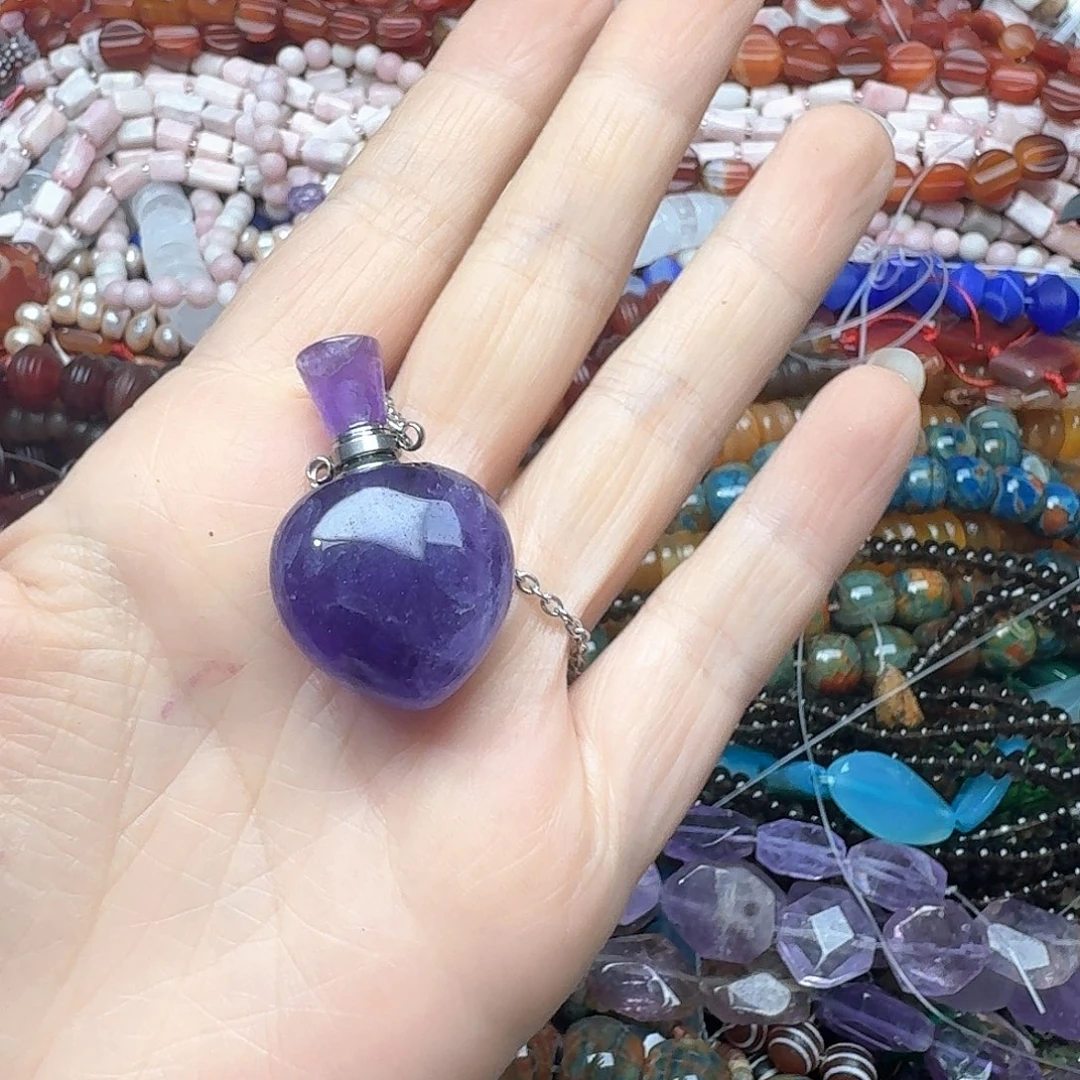 玛瑙/玉髓合金珠宝半成品一个紫水晶香水瓶
