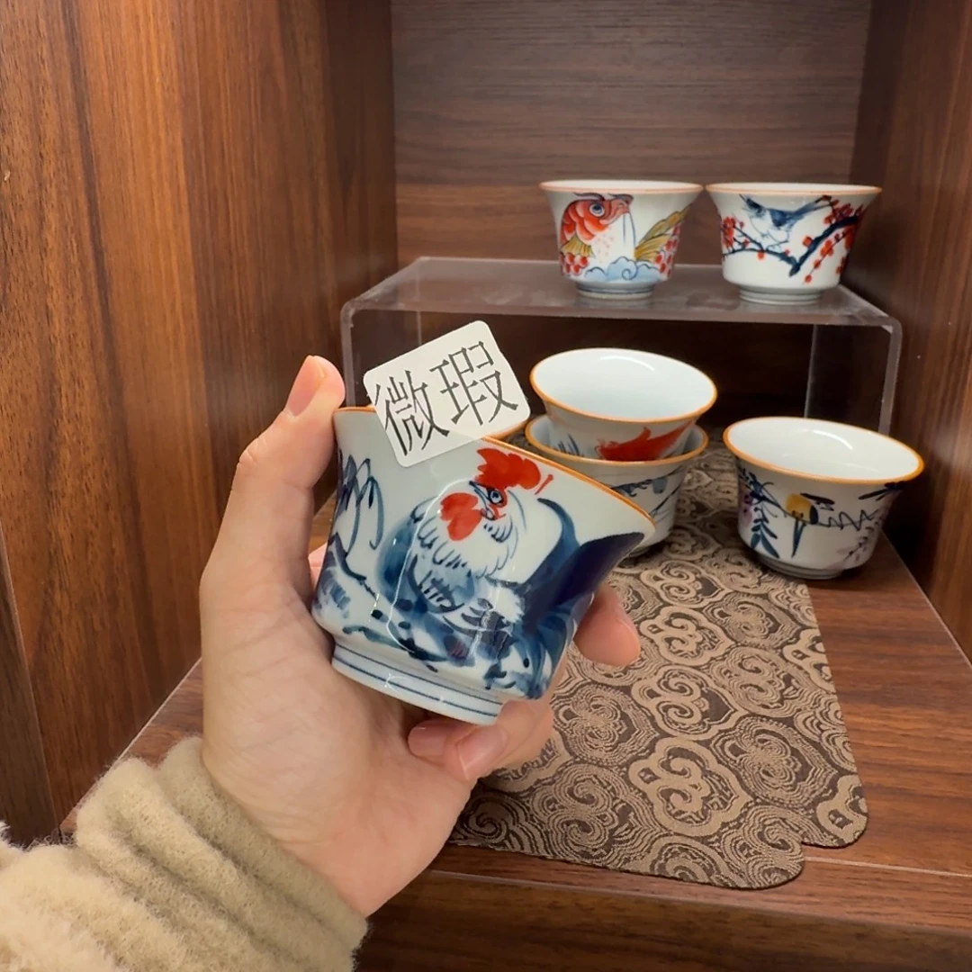 釉下手绘茶具微瑕