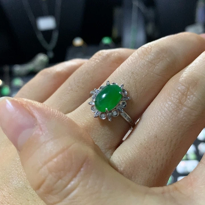 翡翠银S925镶嵌戒指