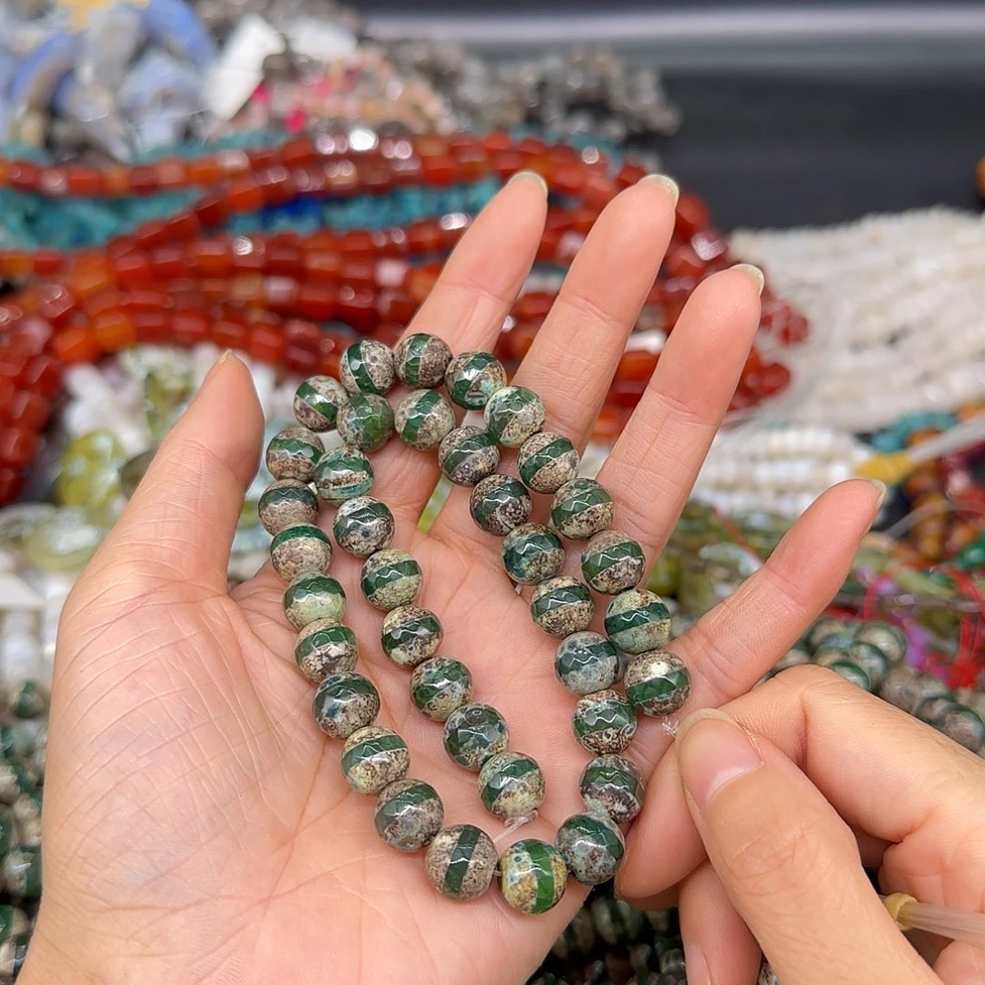 玛瑙/玉髓合金珠宝半成品一线绿玛瑙10mm一条