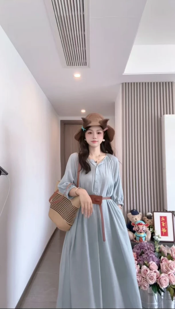 JOANOF设计感度假风宽松连衣裙女夏季新款连衣裙Z2504072-K