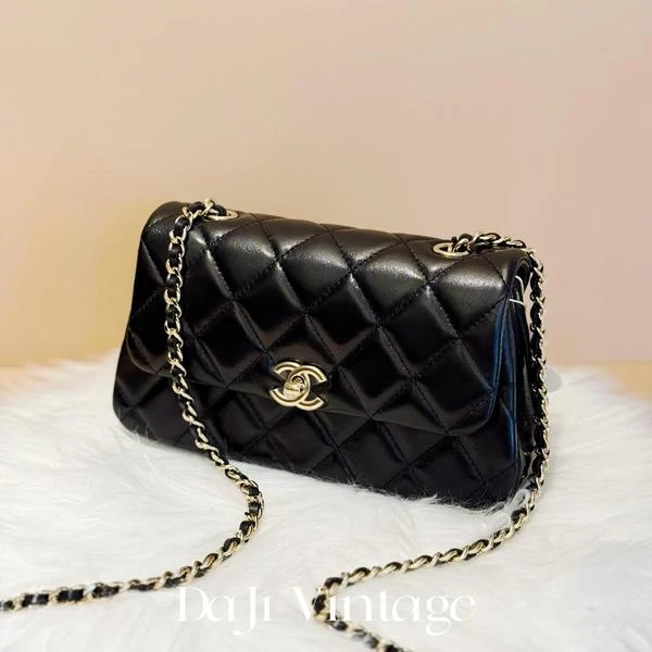 大吉中古/Chanel香奈儿25s黑金mini斜挎包