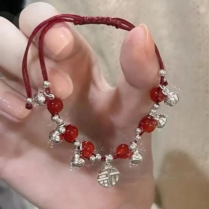 铜合金亚克力手链苗疆少女~祥云铃铛编织手链小众设计高级感手绳