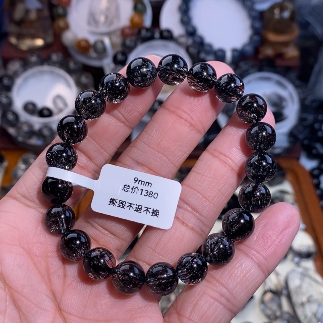 H***P未镶嵌水晶手链黑发晶黑爆闪9mm烟花蕾丝