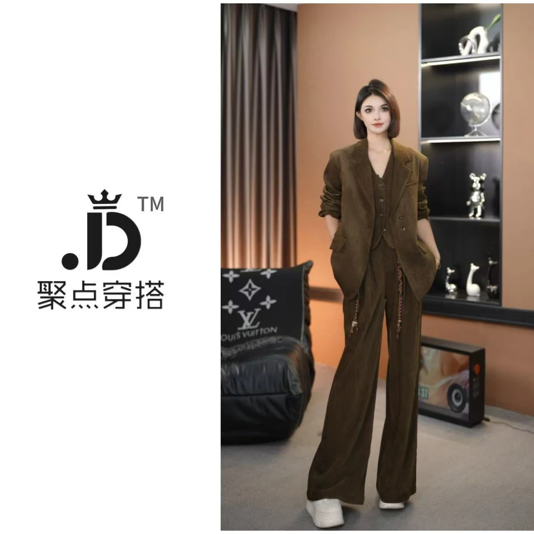 JUDIAN-【焦糖可可】简约复古灯芯绒西装/马甲/长裤8jd00291-1