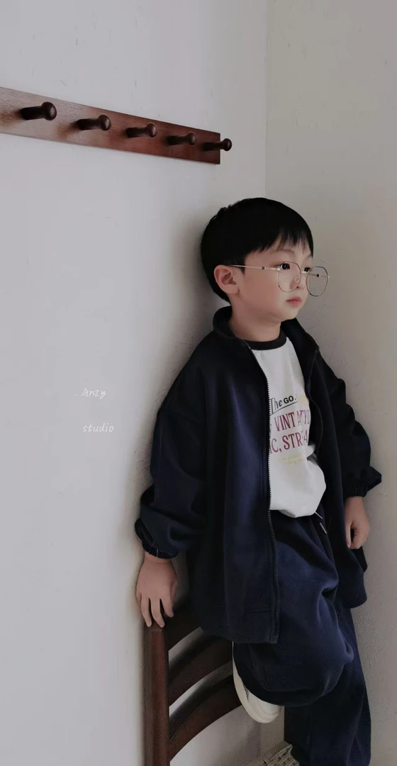 运动开衫套装 #藏青蓝 100-150cm  、 内搭卫衣t