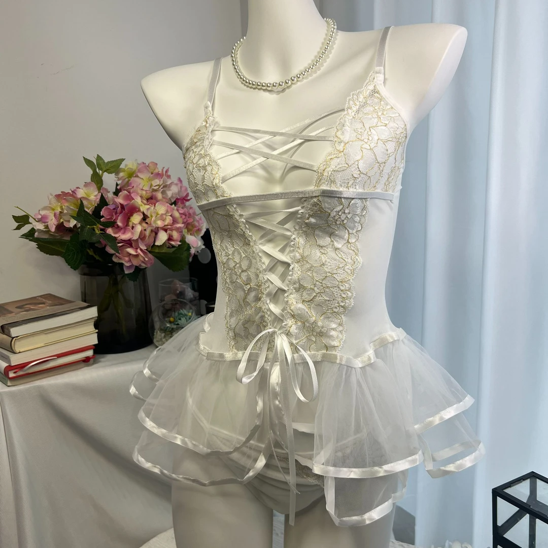 【小天鹅】蕾丝内衣睡裙气质轻奢时尚性感法式连体