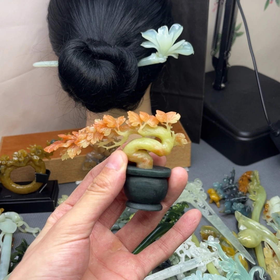 1***.蛇纹石玉合金发饰