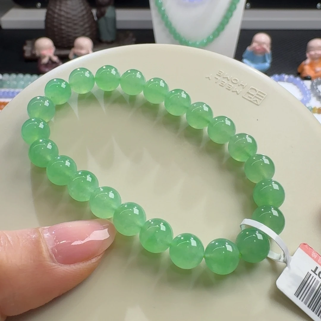 未镶嵌手链翡翠巨仙甜阳绿单圈8mm