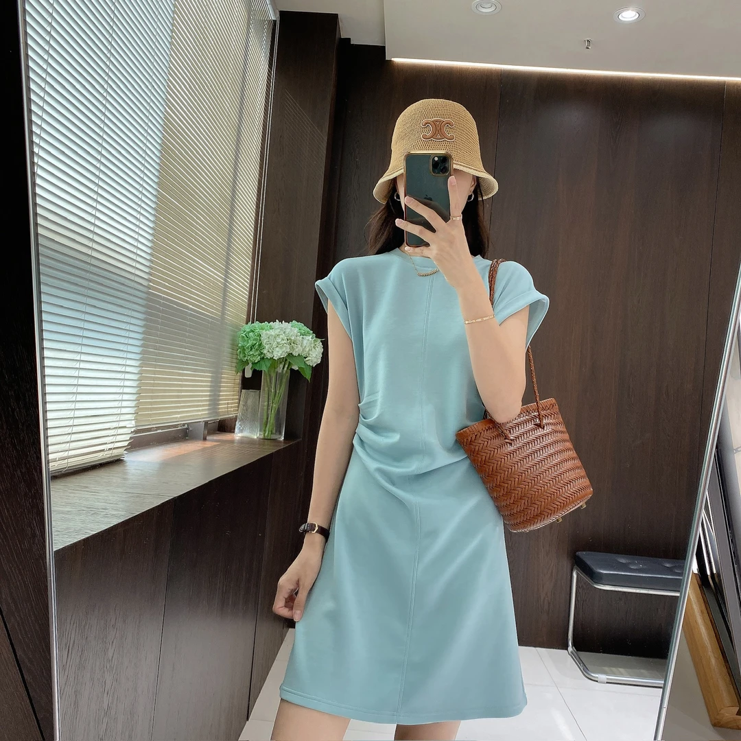 IMFLY金小金自制女装 连衣裙DYQ752法式捏褶修身小个子连衣裙