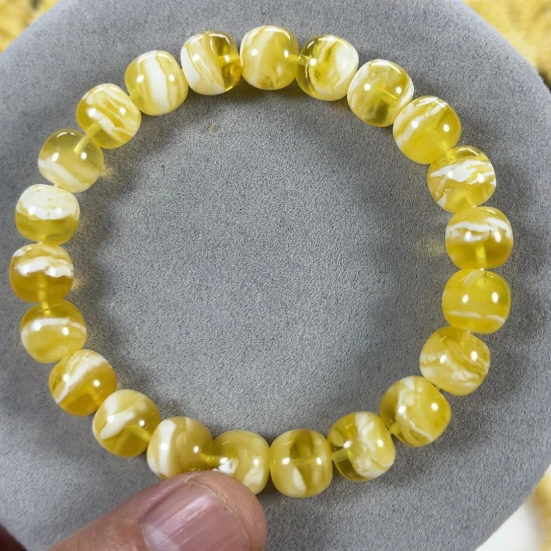 未镶嵌蜜蜡手串纯天然俄料金瓷白虎皮