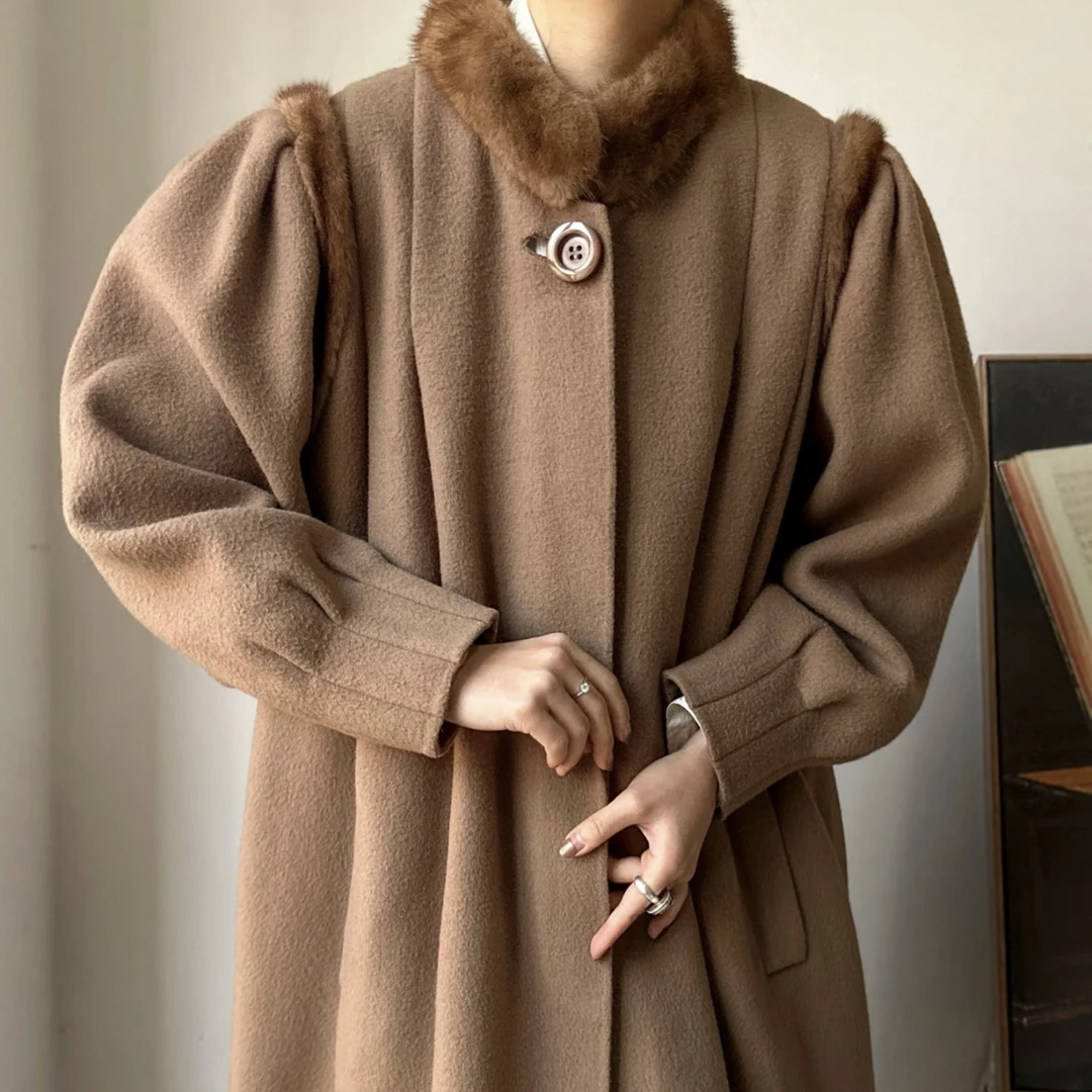 【69～159.9】古着vintage复古气质时髦秋冬厚款长款毛呢大衣链接