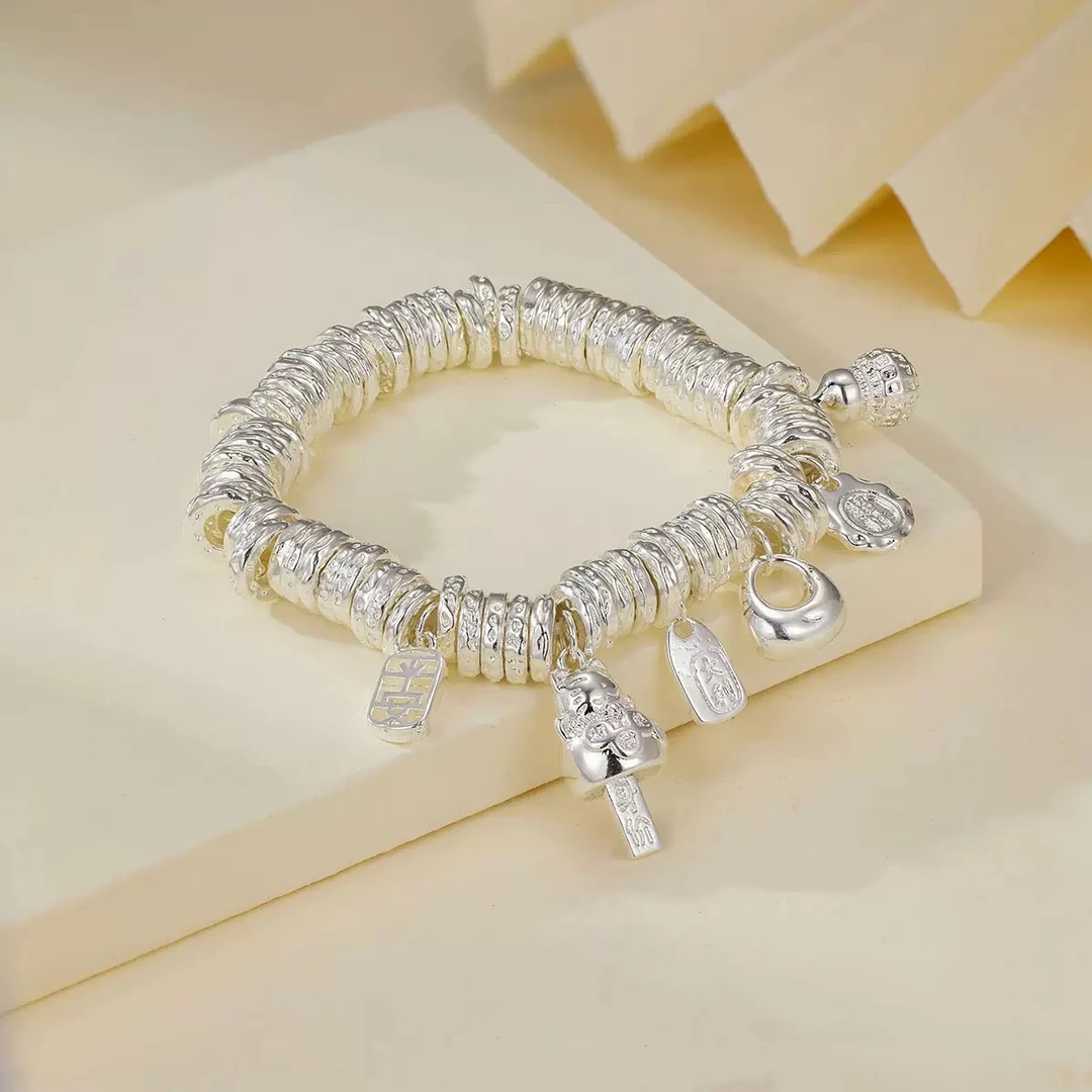 diy链条999.9银招财猫盘缠大克重