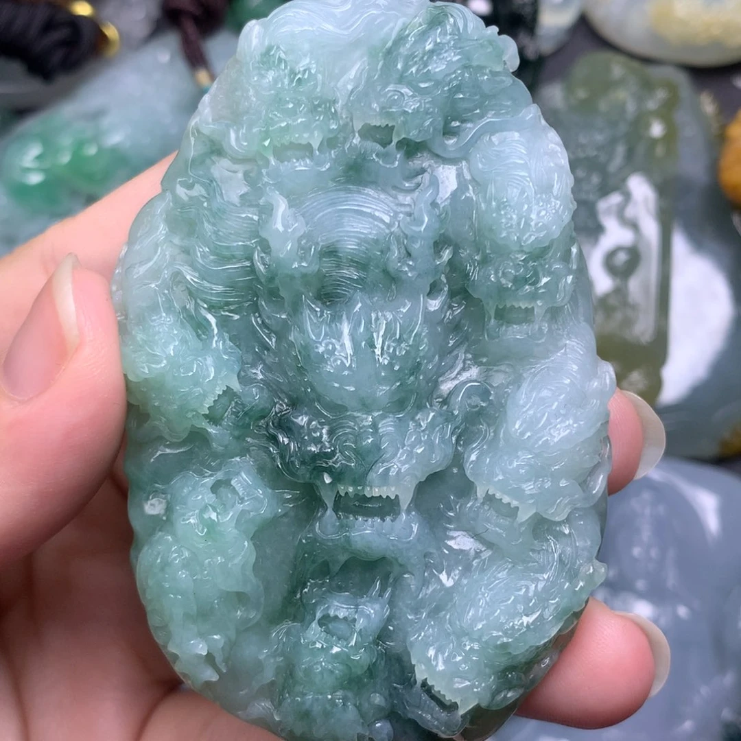 未镶嵌定制翡翠9龙牌