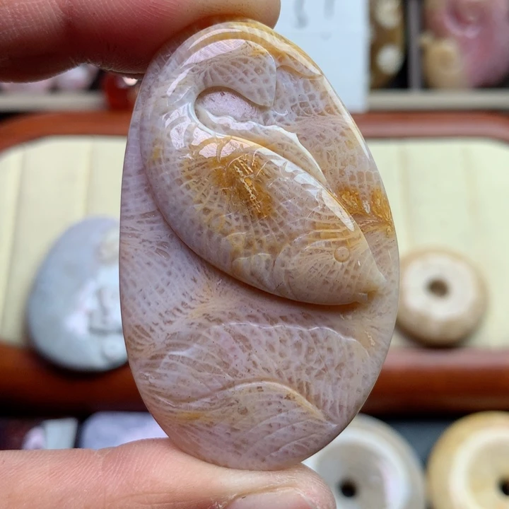 硅化珊瑚（珊瑚玉）颈饰未镶嵌