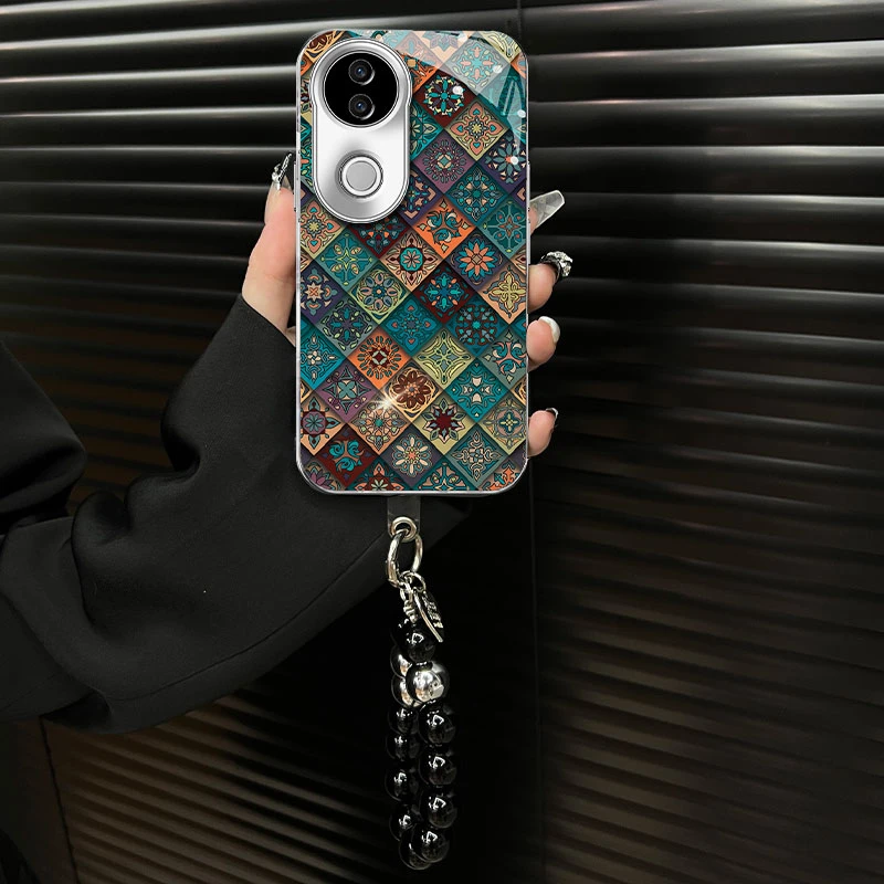 适用于【vivos20】玻璃壳五彩图腾ins风网红创意个性防摔手机壳女款