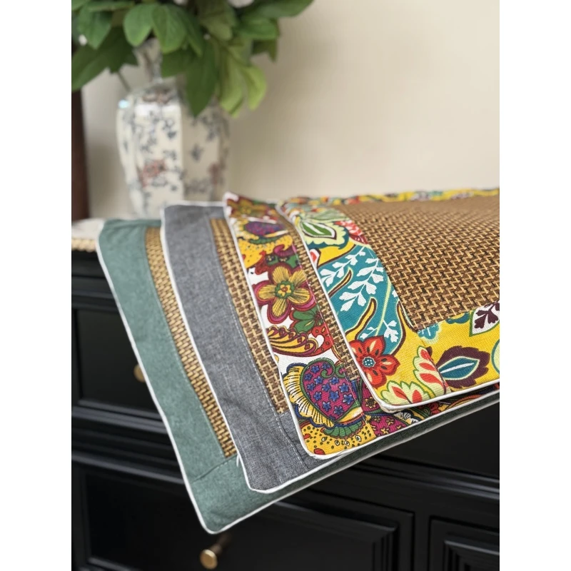 久坐常备！藤席艾绒椅子垫夏季透气防滑坐垫