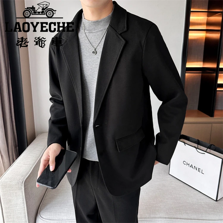 毛呢大衣男装2025年秋季冬季纯色
