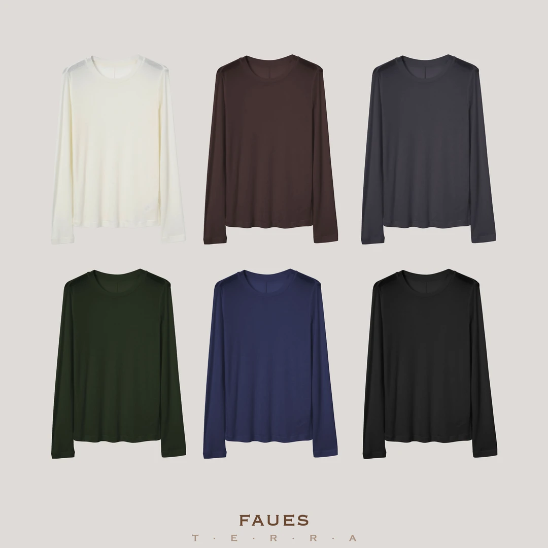FAUES 回馈打底两件价更优云朵空气 莱赛尔羊毛可机洗长袖针织T恤