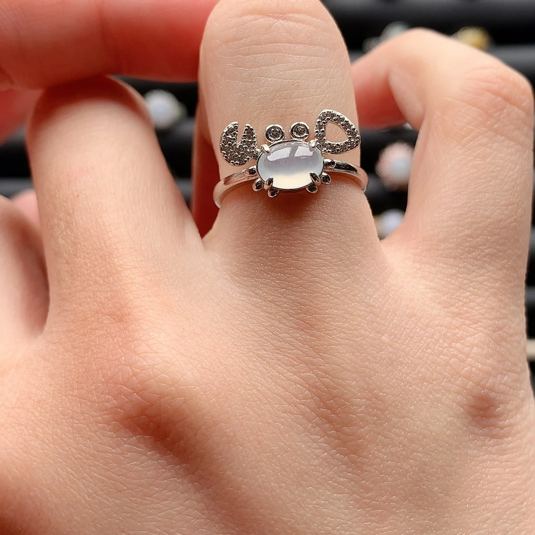 翡翠戒指银S925镶嵌0038