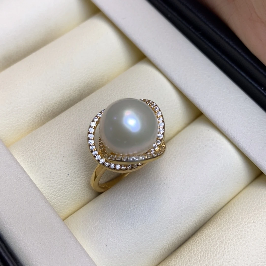 L***e银S925镀金镶嵌戒指淡水珍珠特价