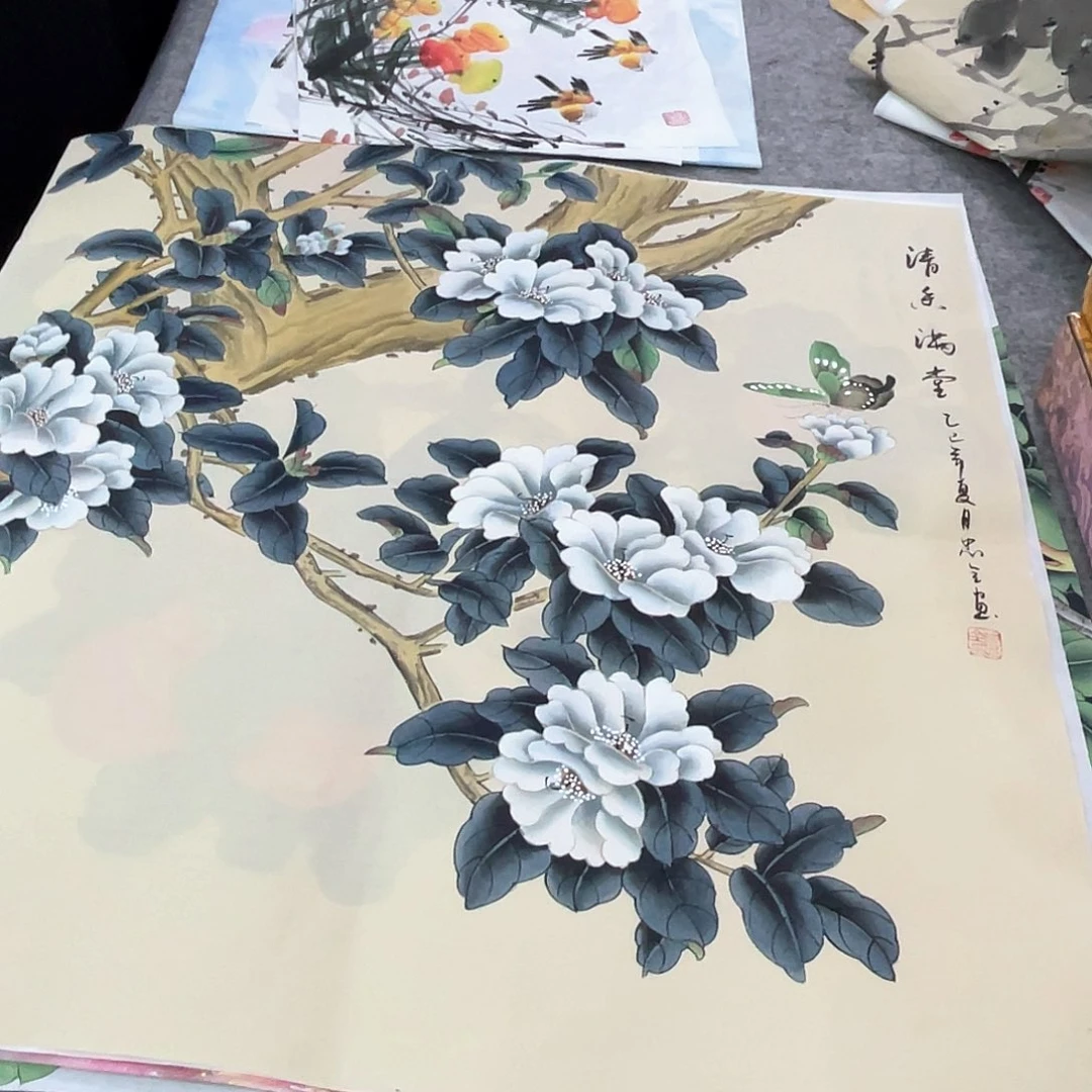 国画纯手绘花鸟山水