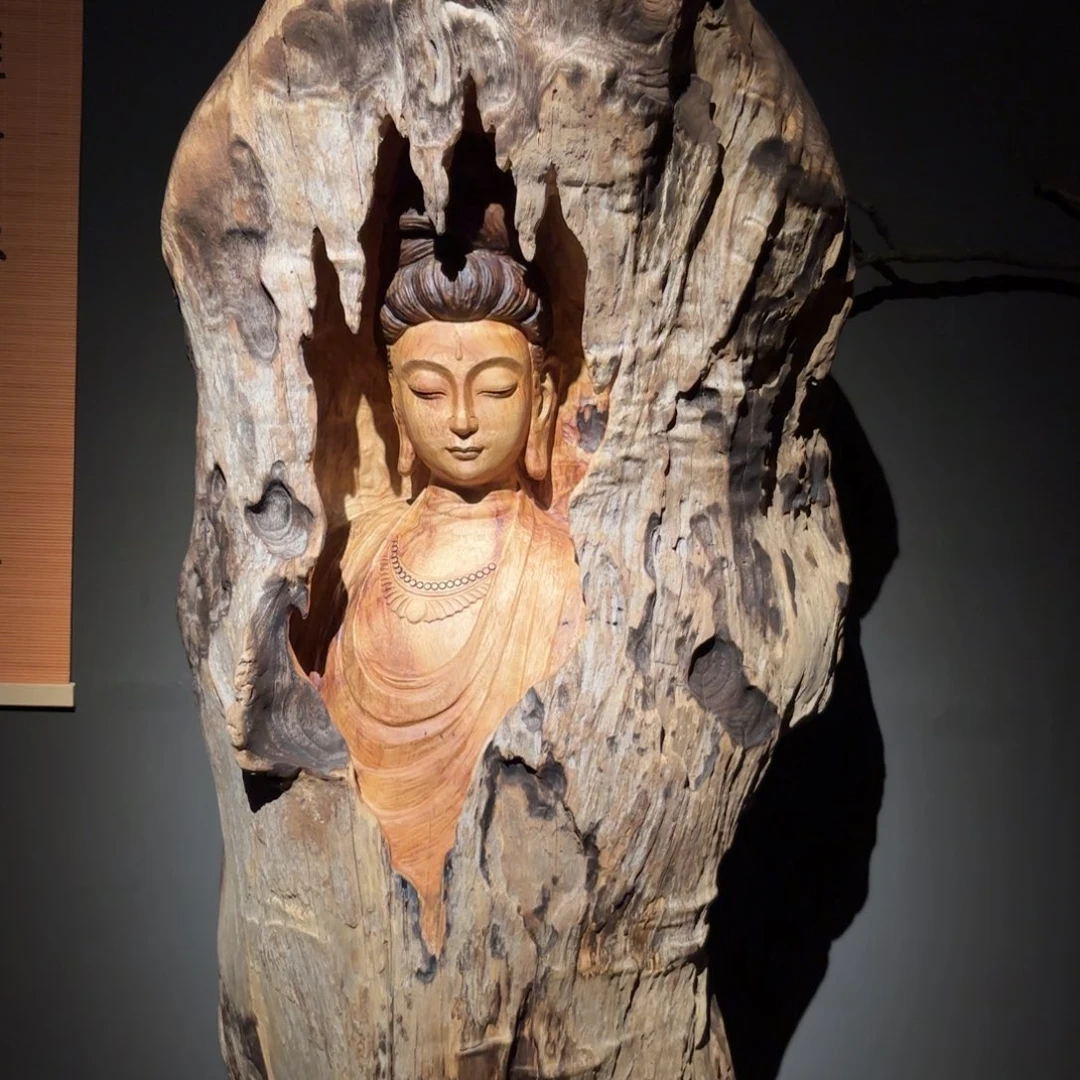 等****香樟木一念清净整木整雕