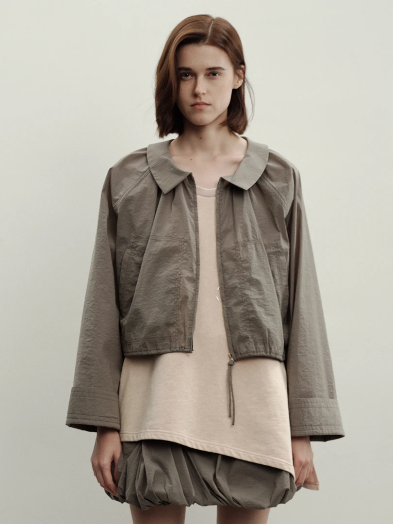 CELECT买手店夹生HALF MADE25春夏新品 鼠尾草灰色盐缩工艺短外套